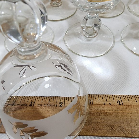 11 pc Libbey Golden Foliage Frosted Cocktail Glasses vintage mixed design wear - Picture 10 of 12